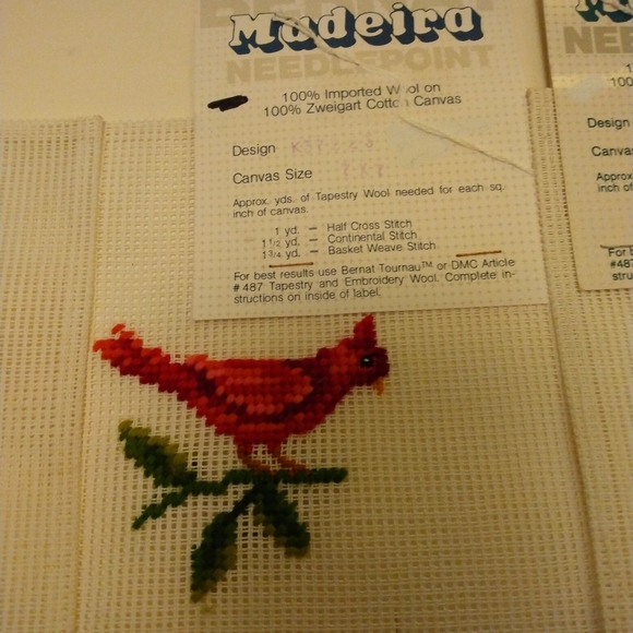 PRICE DROP!! 3 vintage Madeira needle point canvases to finish. 7" x 7" - Picture 4 of 4